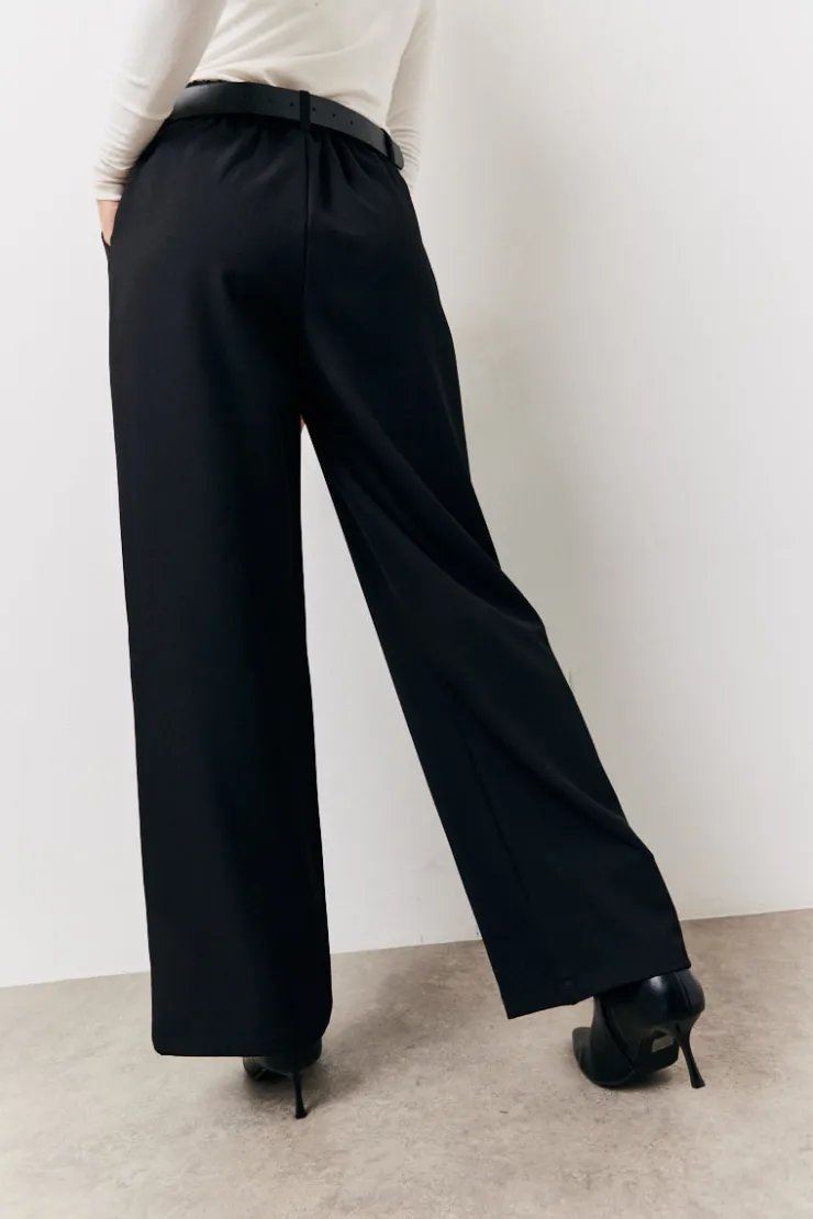 Best In The Style Elasticated Waist Wide Leg Trouser Black