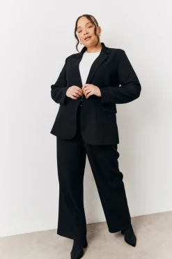 Best In The Style Elasticated Waist Wide Leg Trouser Black