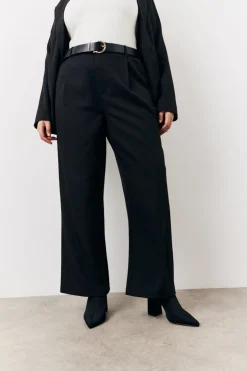 Best In The Style Elasticated Waist Wide Leg Trouser Black