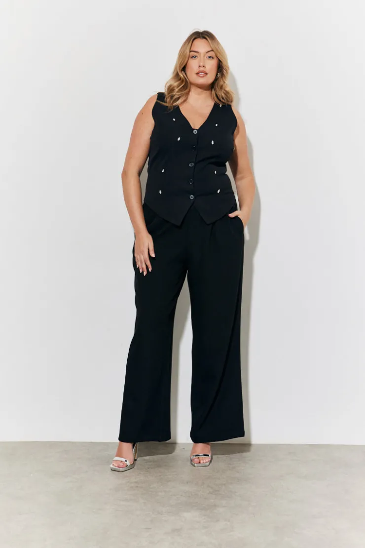 In the Style Embellished Waistcoat Black