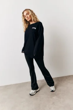 Discount Fits Leisure Club Graphic Oversized Long Sleeve T-Shirt Black