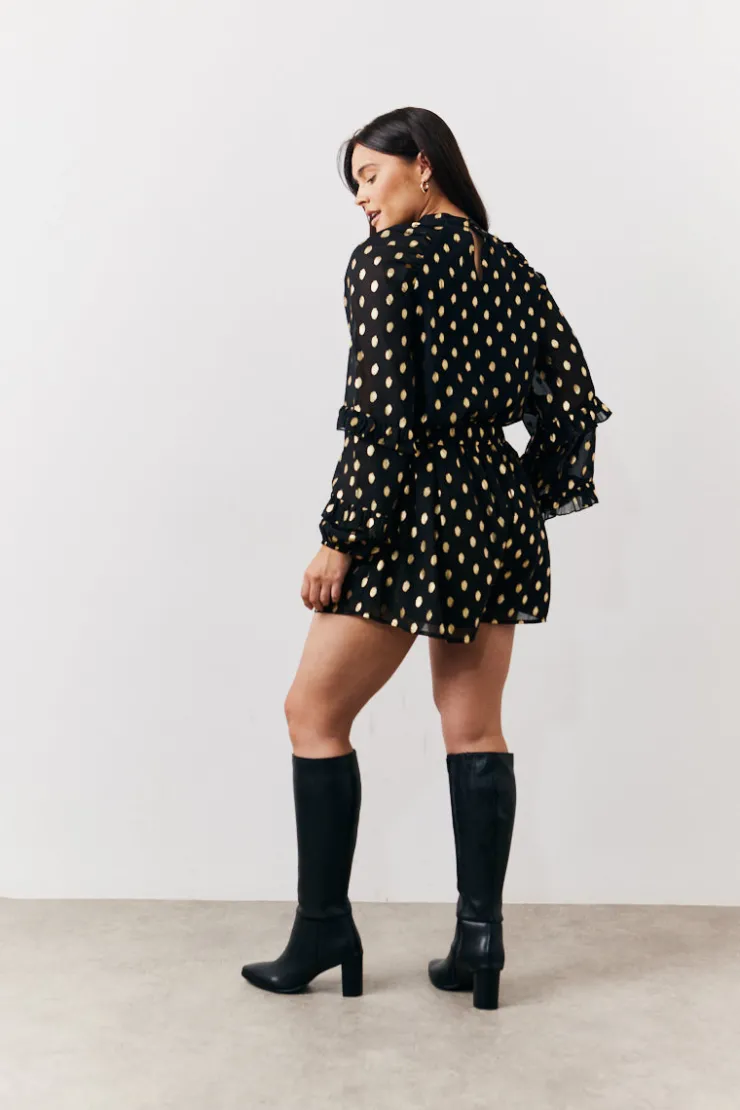 In The Style Foil Detail Chiffon Shorts Black