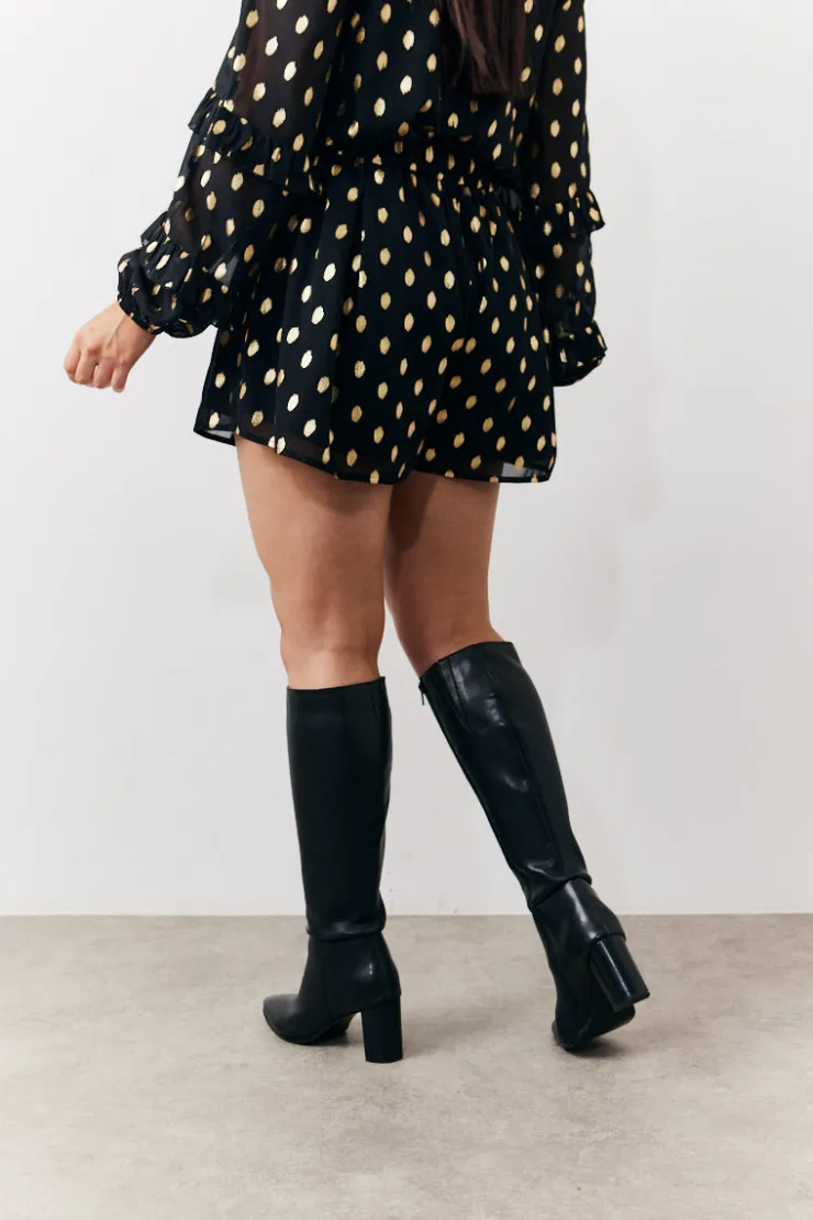 In The Style Foil Detail Chiffon Shorts Black