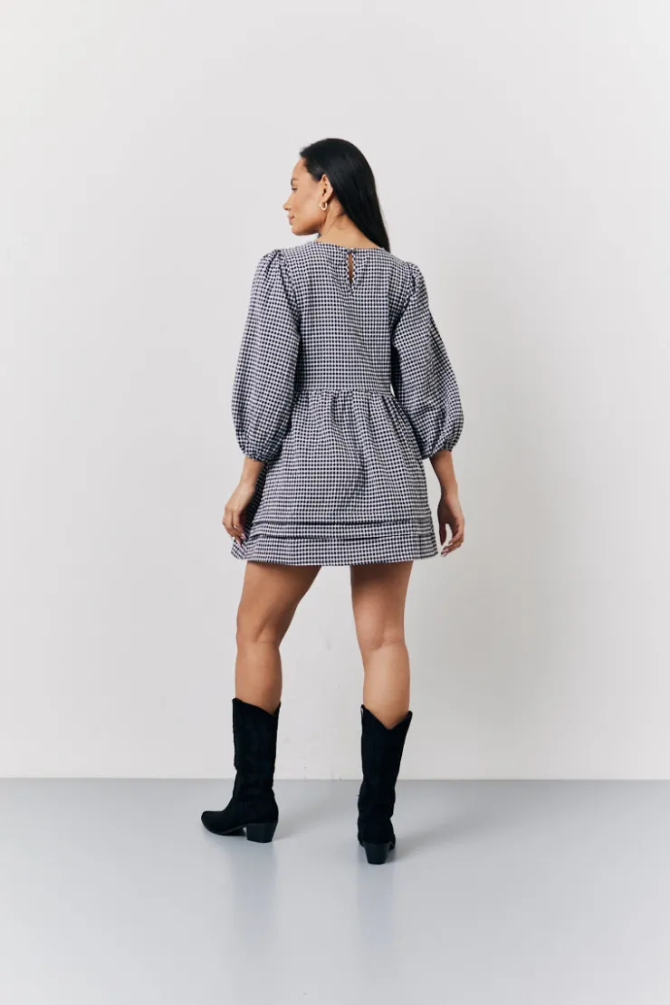 Discount In the Style Gingham Mini Smock Dress Black