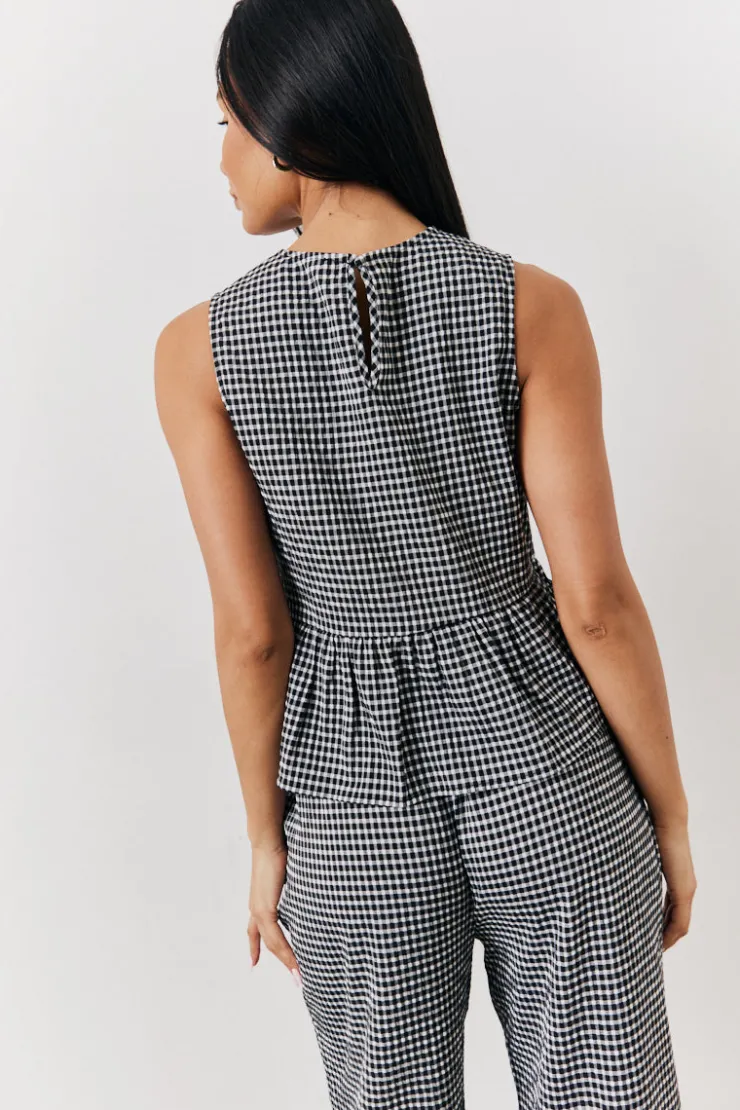 Online In The Style Gingham Smock Top Black