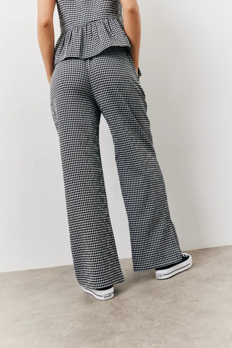 Clearance In The Style Gingham Wide Leg Trousers Black