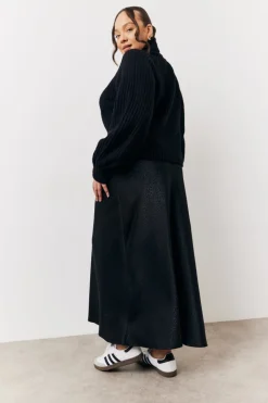 In the Style Jacquard Printed Slip Skirt Black
