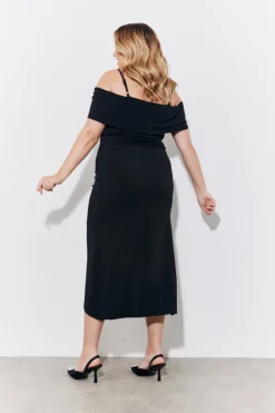 Outlet In the Style Magic Sculpting Strappy Bardot Midi Dress Black