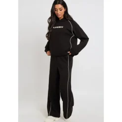 Urban Bliss Black Piped Wide Leg Joggers