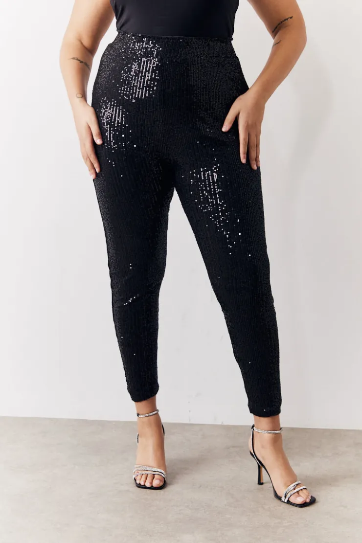 Clearance In the Style Black Premium Sequin Leggings