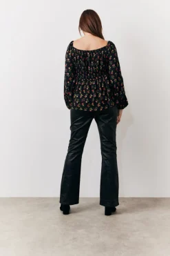Sale In the Style Rose Print Smock Top Black