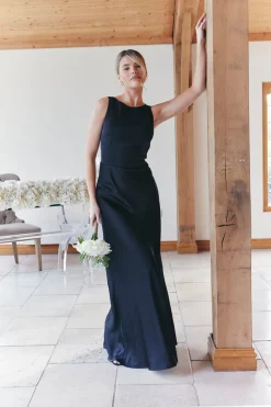 Hot In The Style Satin Cowl Back Maxi Dress Black