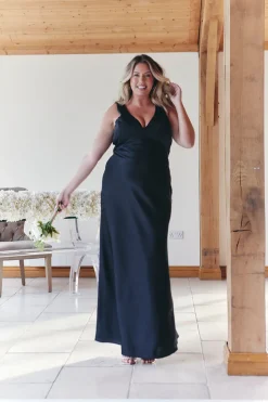 Discount In The Style Satin Twist Back Maxi Dress Black
