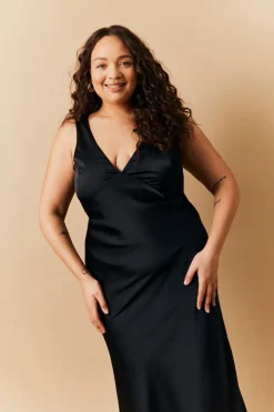 Discount In The Style Satin Twist Back Maxi Dress Black