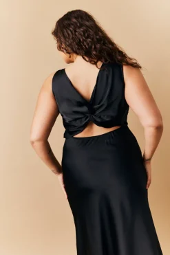 Discount In The Style Satin Twist Back Maxi Dress Black