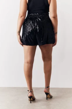 Online In the Style Sequin Boxy Shorts Black
