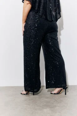 Hot In the Style Sequin Cape Style Wide Leg Jumpsuit Black