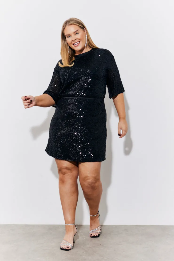 Clearance In the Style Sequin Mini Skirt Black