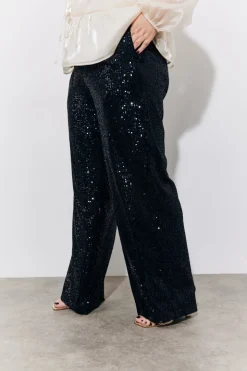 Outlet In the Style Sequin Wide Leg Trouser Black