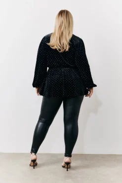 Online In the Style Studded Velvet Blouse Black