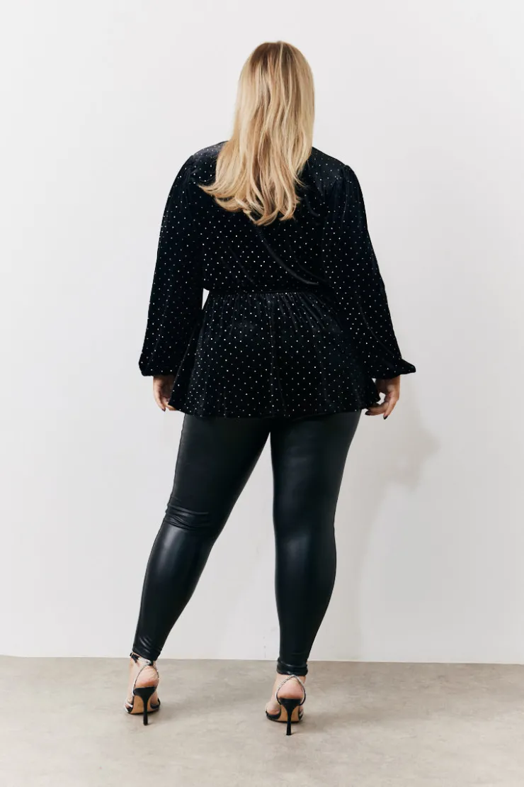 Online In the Style Studded Velvet Blouse Black