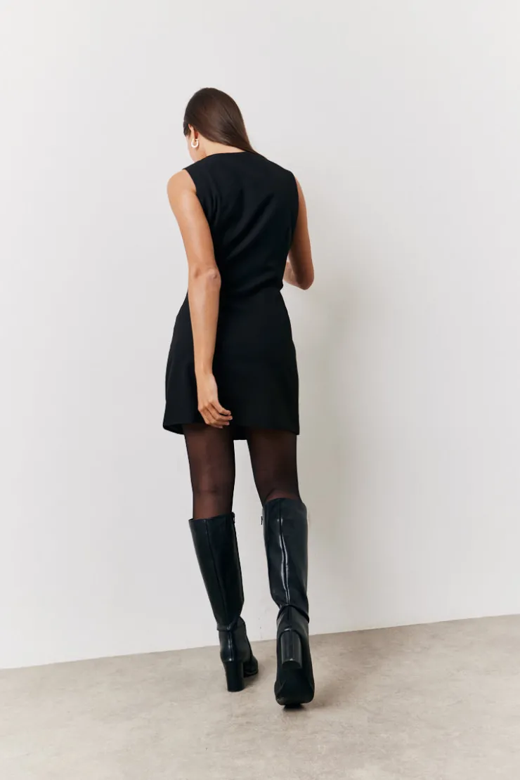 New In The Style Tailored Button Through Mini Dress Black