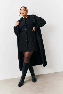 New In The Style Tailored Button Through Mini Dress Black