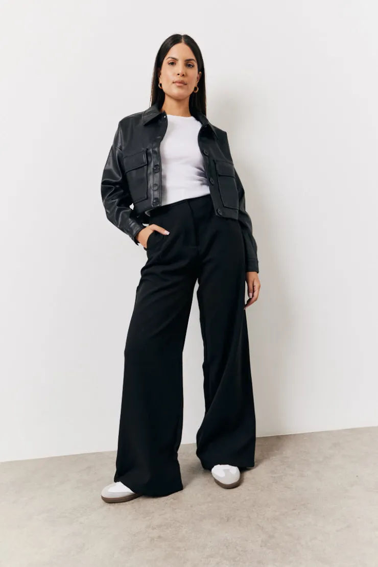 Outlet In the Style Tailored Wide Leg Trouser Black