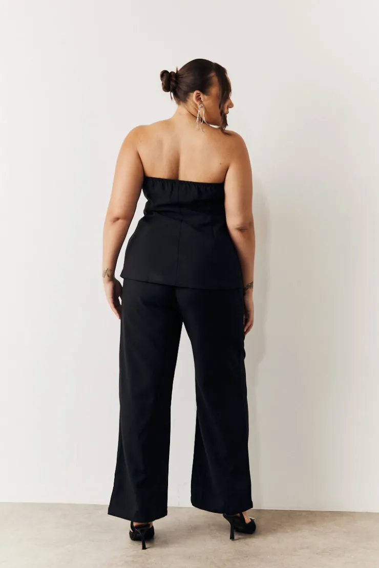 Outlet In the Style Tailored Wide Leg Trouser Black