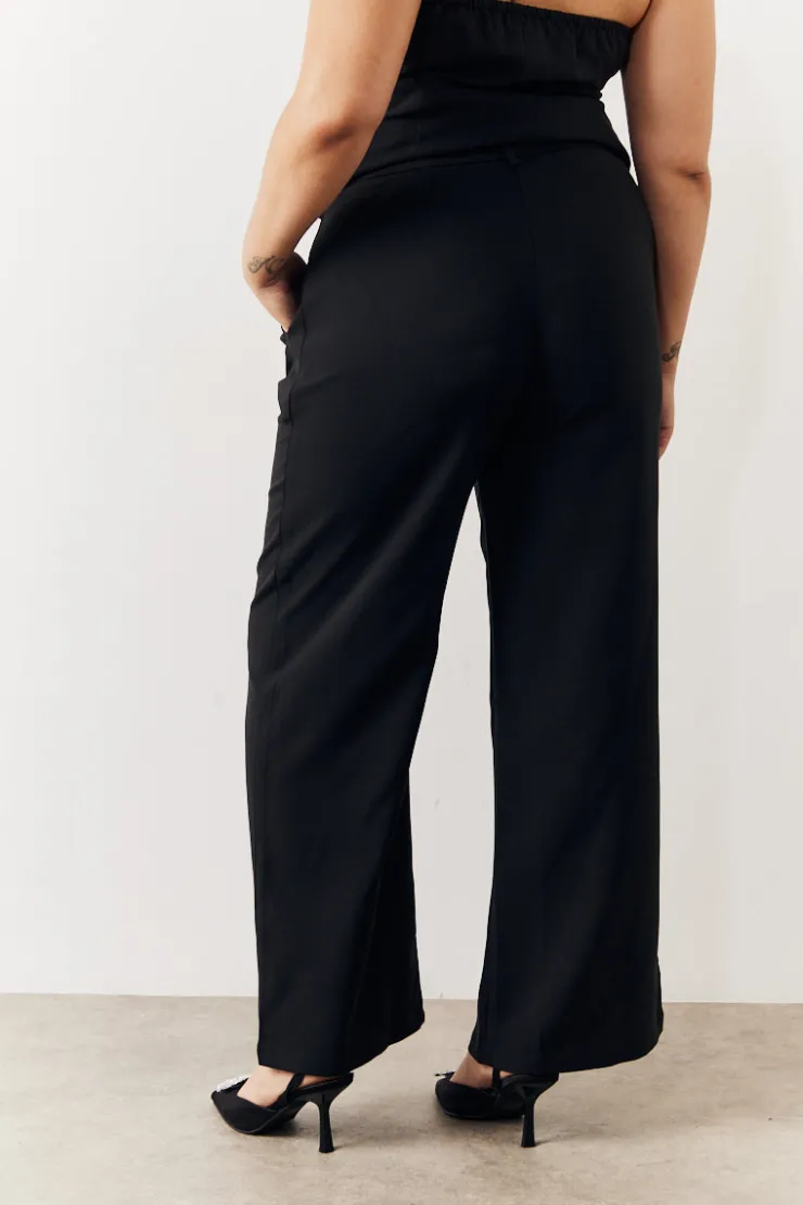 Outlet In the Style Tailored Wide Leg Trouser Black
