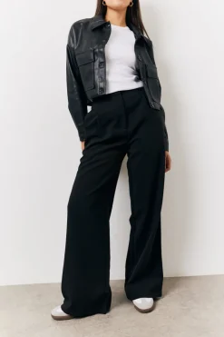 Outlet In the Style Tailored Wide Leg Trouser Black