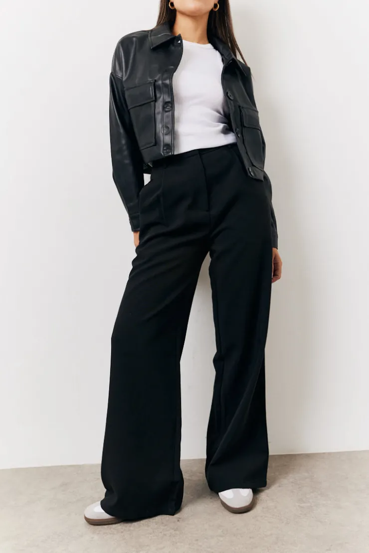 Outlet In the Style Tailored Wide Leg Trouser Black