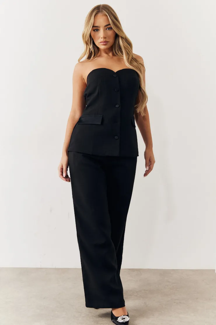 Outlet In the Style Tailored Wide Leg Trouser Black