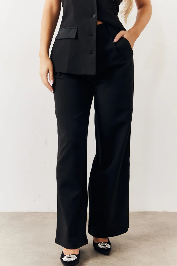 Outlet In the Style Tailored Wide Leg Trouser Black