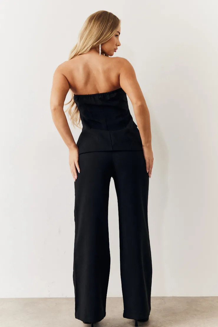Outlet In the Style Tailored Wide Leg Trouser Black