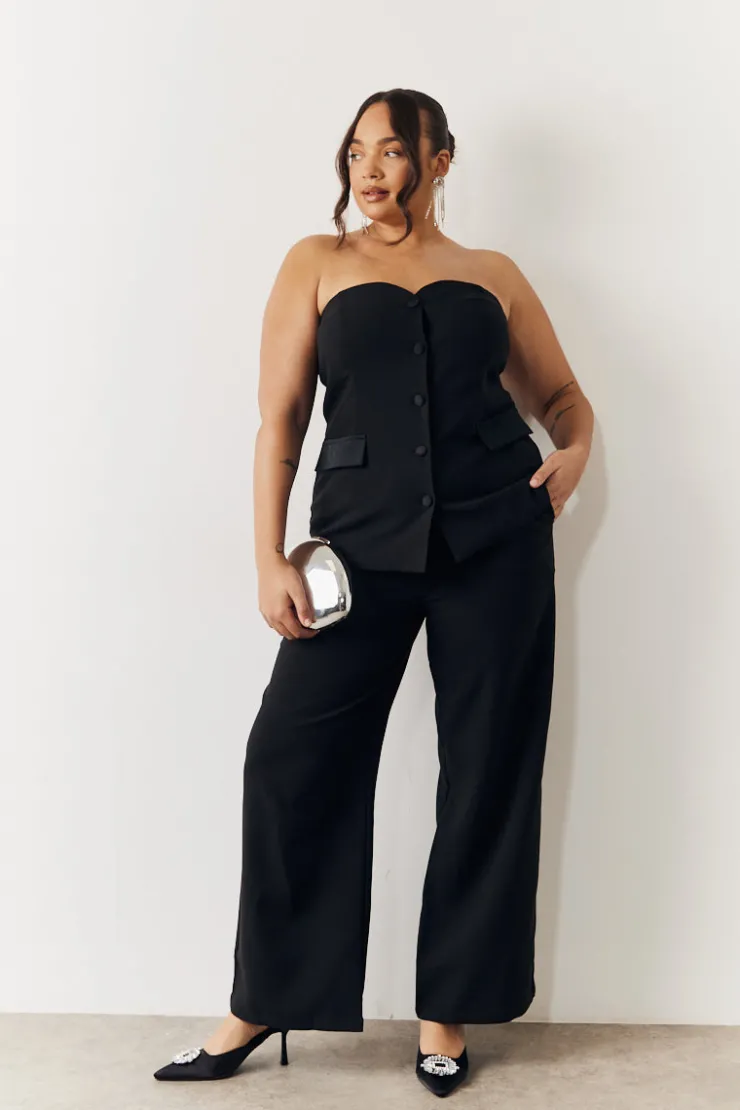 Outlet In the Style Tailored Wide Leg Trouser Black