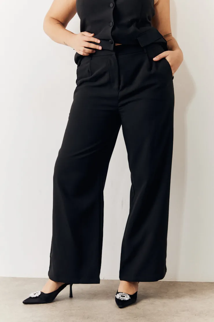 Outlet In the Style Tailored Wide Leg Trouser Black