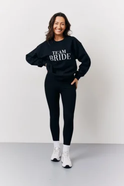 Outlet In The Style Team Bride Slogan Sweatshirt Black