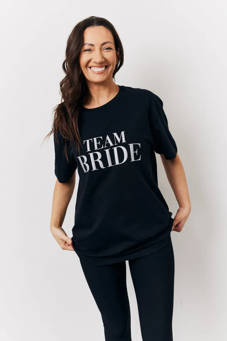 Outlet In The Style Team Bride Slogan T-Shirt Black