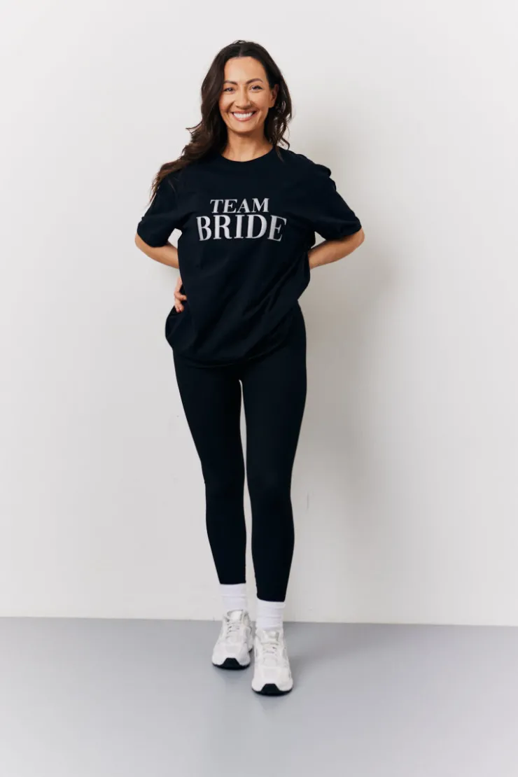 Outlet In The Style Team Bride Slogan T-Shirt Black