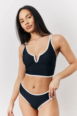 Discount Fits U Bar Swim Crop Top Black