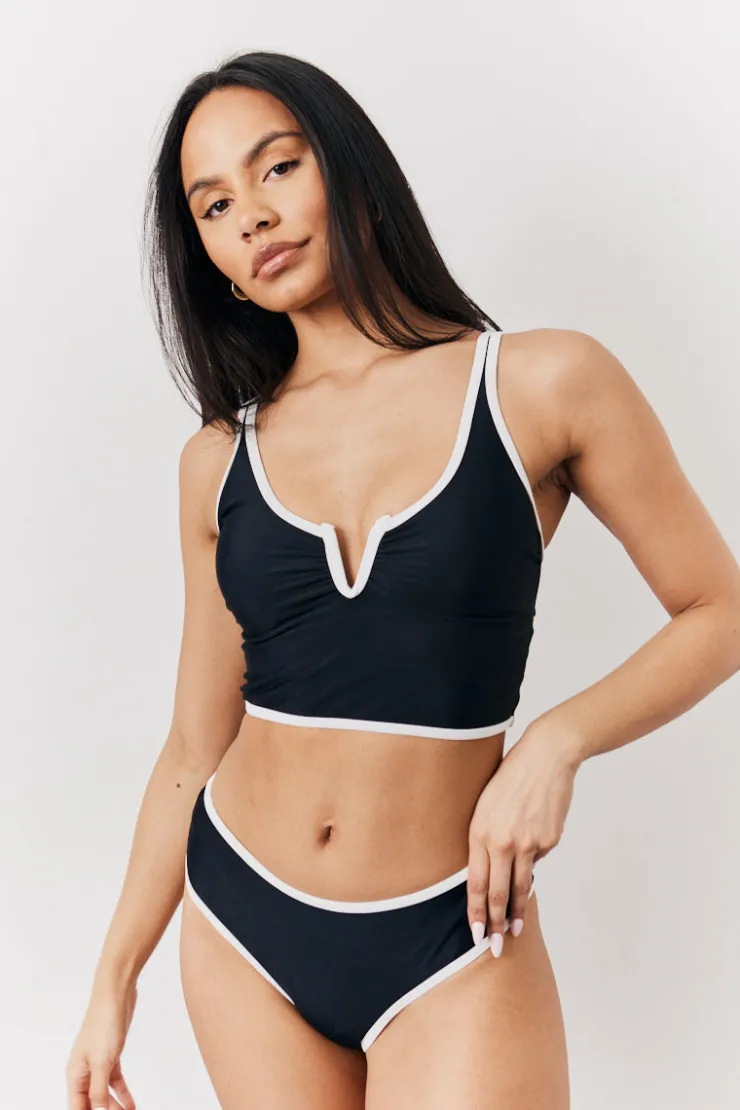 Discount Fits U Bar Swim Crop Top Black