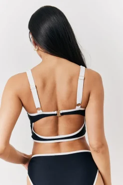 Discount Fits U Bar Swim Crop Top Black