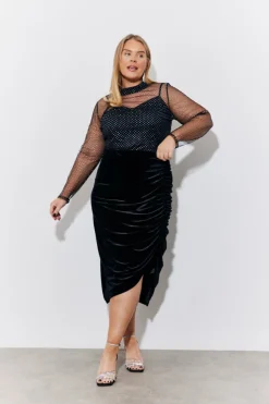 In the Style Velvet Midi Skirt Black