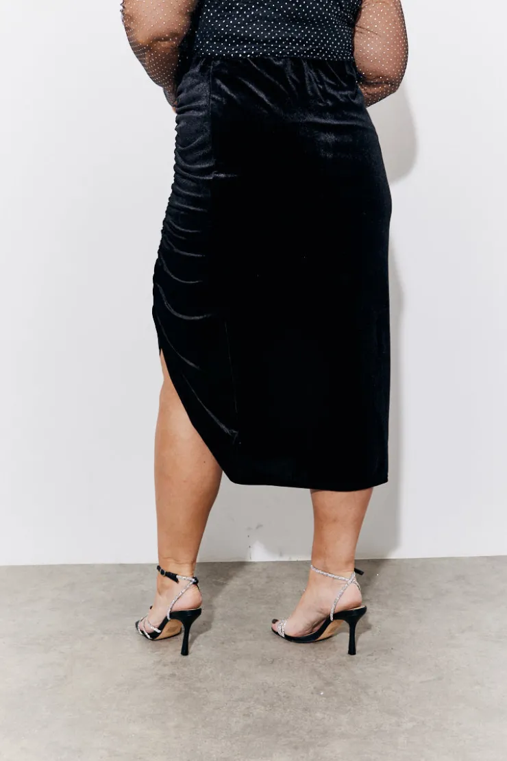In the Style Velvet Midi Skirt Black
