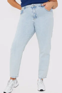 Outlet In the Style Bleach Wash Mom Jean Blue