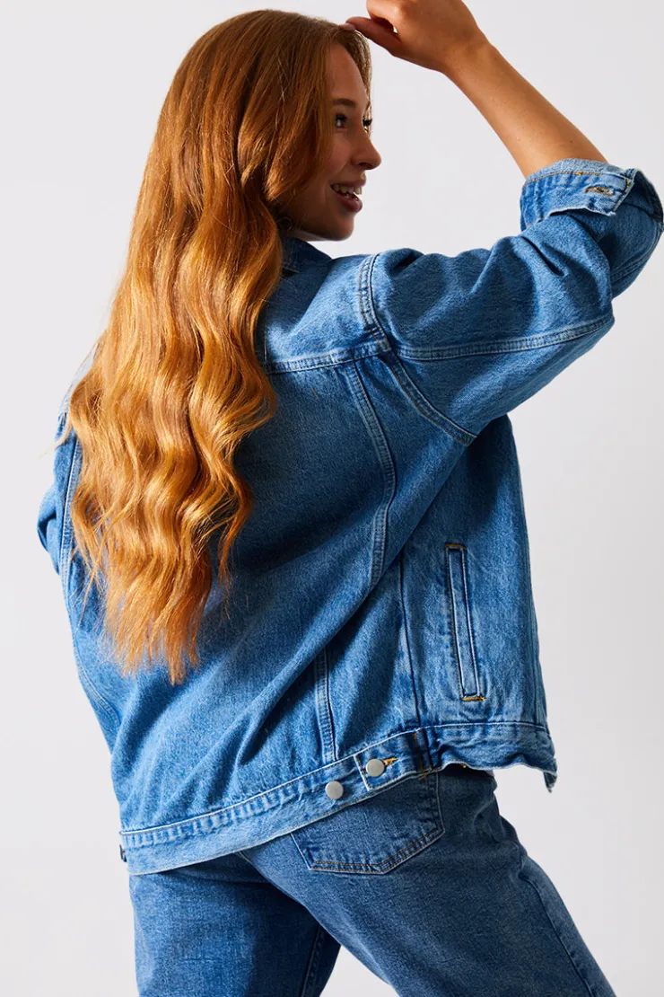 Sale In the Style Denim Jacket Blue