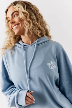 Fits Sports Club Graphic Oversized Hoodie Blue