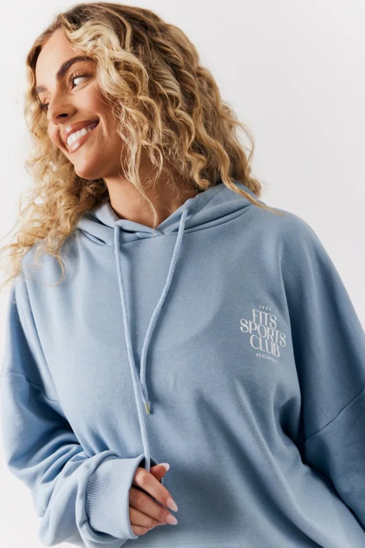 Fits Sports Club Graphic Oversized Hoodie Blue