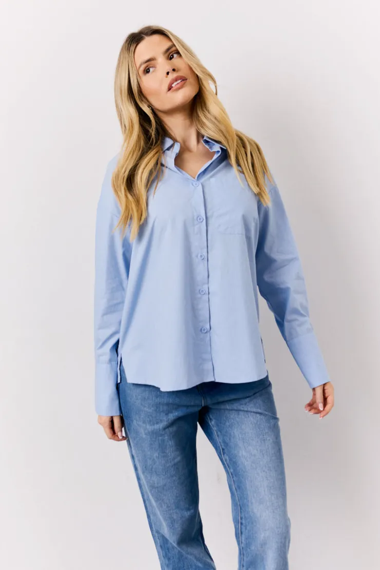 Online In The Style Oversized Shirt Blue